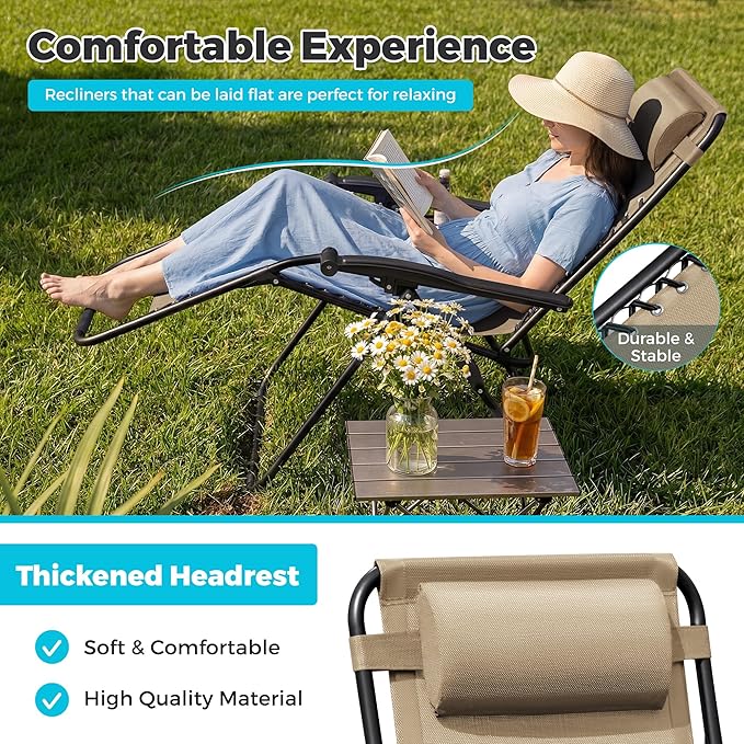 Homall Zero Gravity Chair Patio Folding Lawn Outdoor Lounge Gravity Camp - Image 6