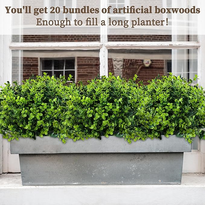 20 Bundles Artificial Greenery Boxwood Plants, Fake Plant - Image 3