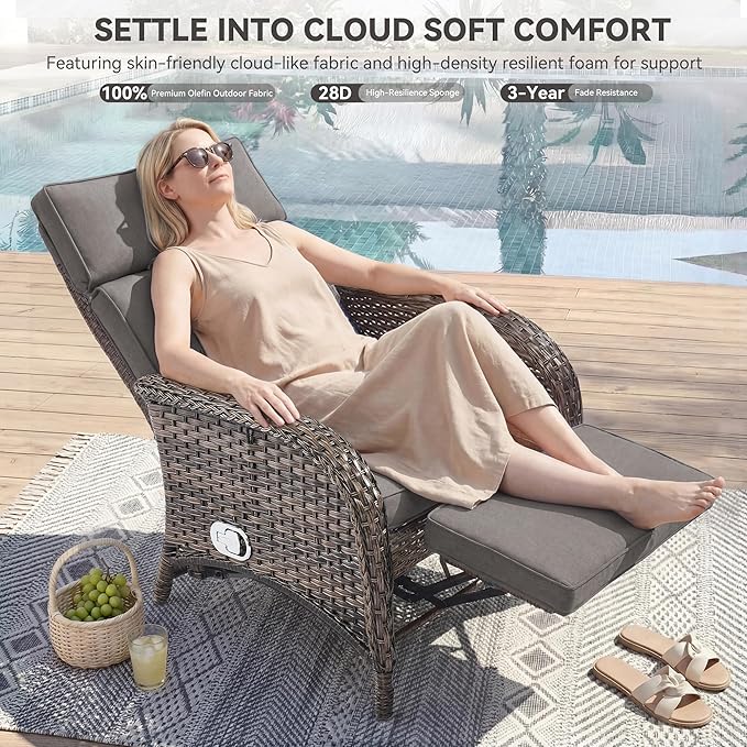 Zero Gravity Wicker Patio Recliner Chair - Image 4