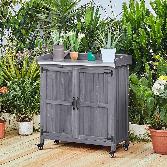Yaheetech Garden Potting Bench Table, Outdoor Garden Horticultural Wooden - Image 7