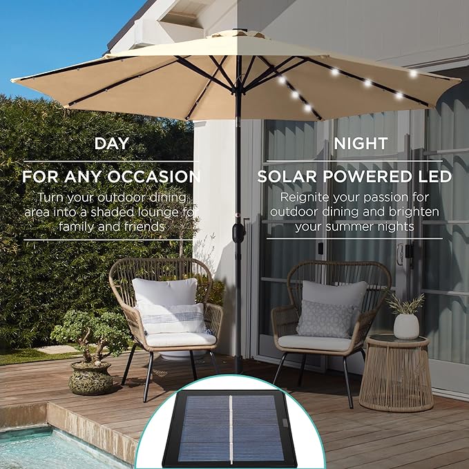 Best Choice Products 10ft Solar Polyester LED Lighted Patio Umbrella w/Tilt - Image 3
