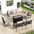MFSTUDIO 7 Seats Metal Patio Furniture Sets, 6 Pieces Outdoor Sectional Sofa by MFSTUDIO