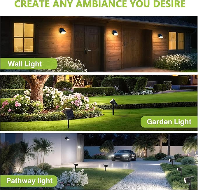 DAMINY Solar Spotlights Outdoor Waterproof IP65, 2 CCT, 4 Lighting Modes Solar - Image 7