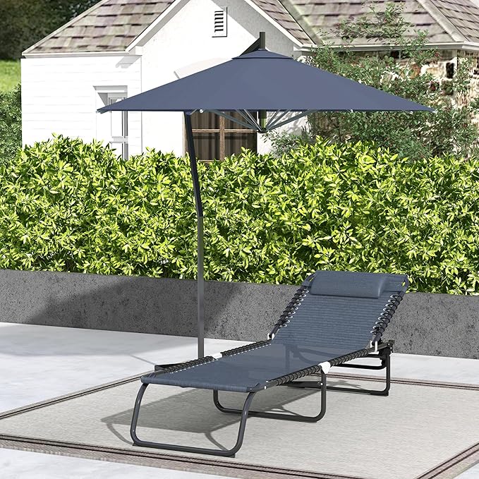 Outsunny Folding Chaise Lounge Chair, Patio Sun Tanning Chair, Outdoor Chaise - Image 8