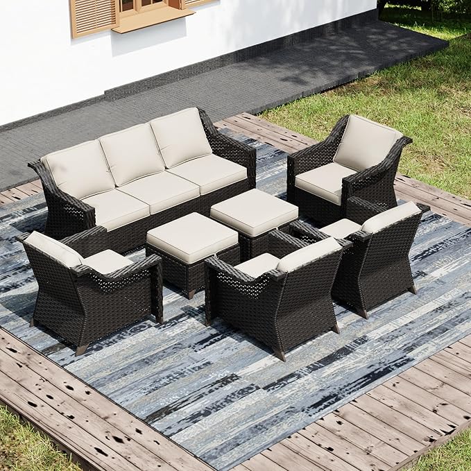 Joyside Wicker Patio Furniture Sets, 7 Pieces Upgraded Large Size Outdoor by Joyside
