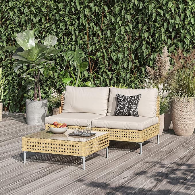 Grand patio 3-Piece Wicker Patio Furniture Set, Outdoor Sectional Sofa - Image 9