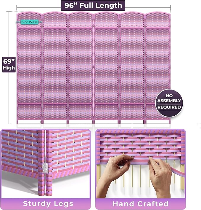Sorbus 6-Panel Black Room Divider - Image 3