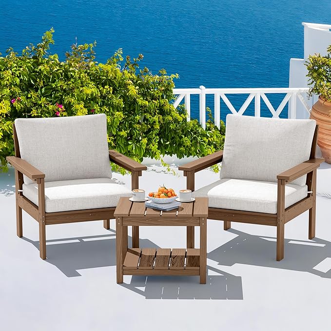SERWALL HDPE Patio Sofa Set, 3-piece Sectional Outdoor Furniture Set, All by SERWALL