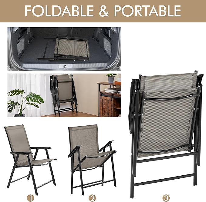 Yaheetech Patio Dining Chairs Set of 2, Portable Dining Chairs - Image 4