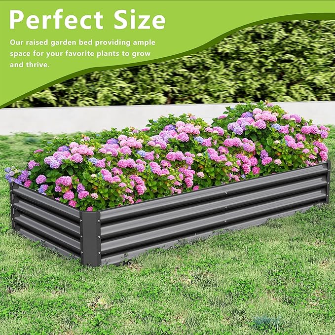 2PCS 6x3x1FT Galvanized Raised Garden Bed, Galvanized Planter Raised Garden - Image 5