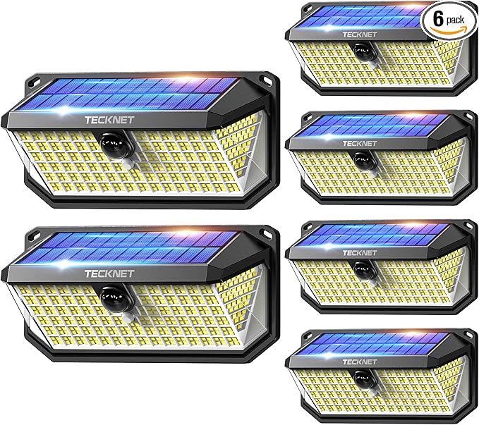 TECKNET 461 LED Solar Powered Outdoor Lights, 270° Angle & 3 Lighting Modes by Tecknet