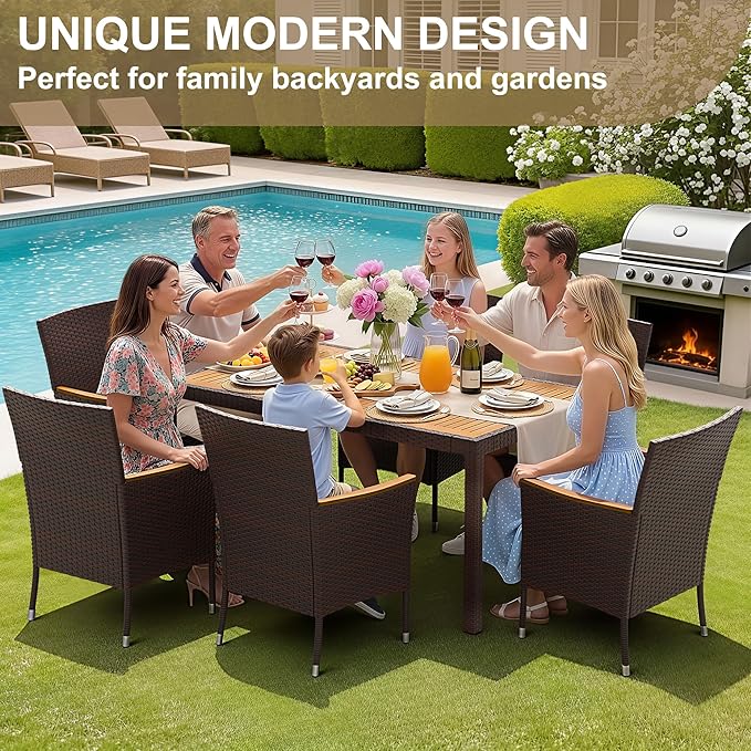Devoko Dining 7 PCS Furniture, Patio Conversation Set - Image 5
