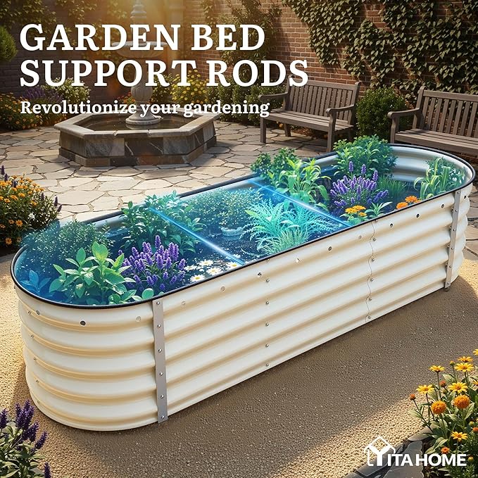YITAHOME 17" Tall 6 in 1 Large Raised Garden Bed Kit, 6.5x2x1.4ft Galvanized - Image 6