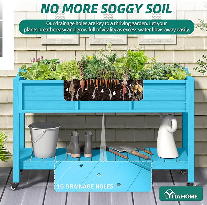 YITAHOME Raised Garden Bed HDPE, Aruba Blue - Image 4