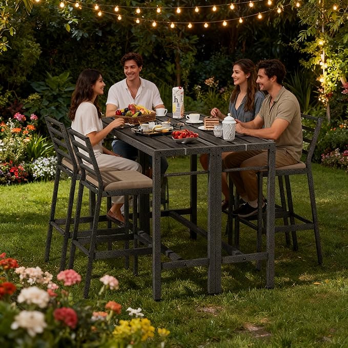 Outdoor Patio Bar Table, Metal Pub Height Bistro Deske - Image 8
