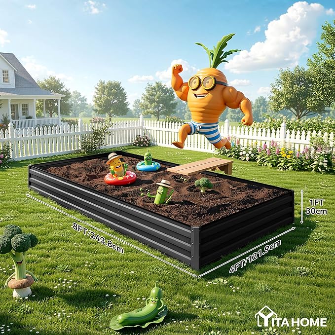YITAHOME 8x4x1ft 2pcs Large Raised Garden Bed Kit, Galvanized Metal Planter Box - Image 8