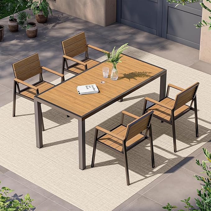 5-Piece Outdoor Dining Set, Aluminum Dining Table Set by Vexwalx