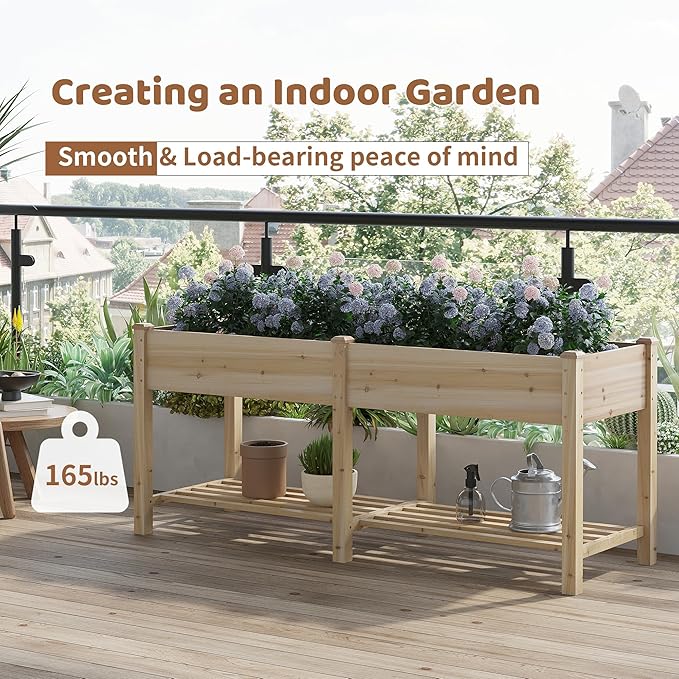 FILWH Raised Garden Bed with Legs Elevated Wooden Planter Box Stand Large - Image 3