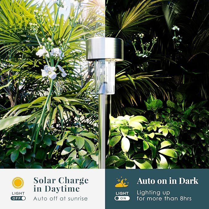 SOLPEX 24 Pack Solar Outdoor Lights Pathway, Stainless Steel Solar Lights - Image 7