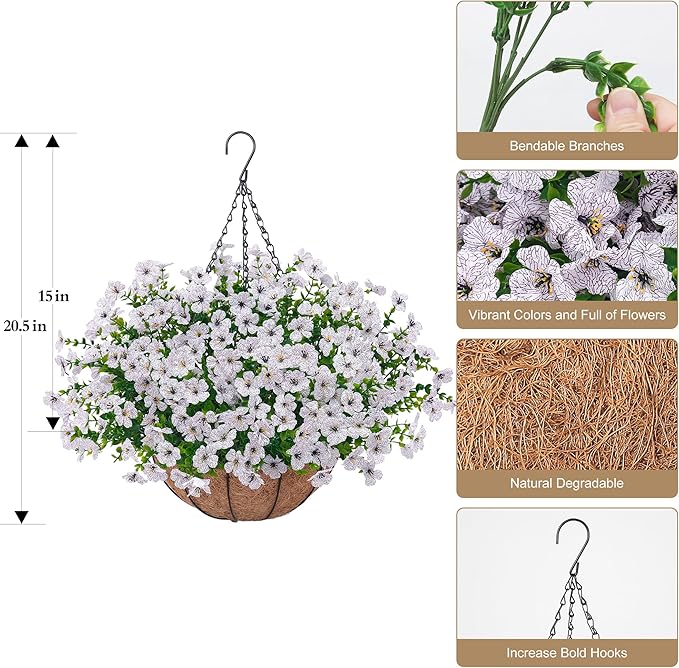 Artificial Faux Hanging Plants Flowers Basket - Image 4