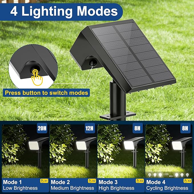 LANSOW Solar Spot Lights Outdoor Waterproof IP67, Solar Landscape Spotlights - Image 2