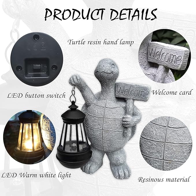Sea Turtle Solar Garden Statues, Resin Sea Turtle Figurine Decorations - Image 7