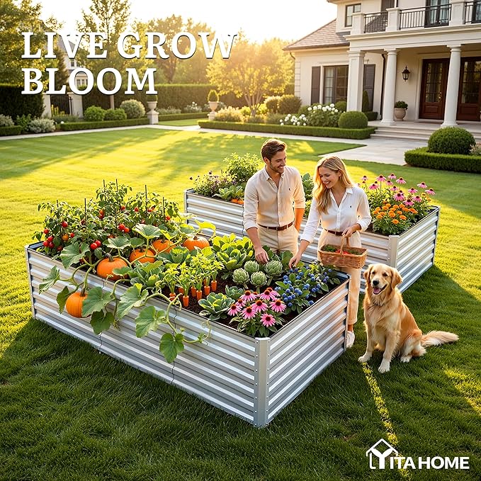 YITAHOME 8x4x2ft Large Raised Garden Bed Kit, Galvanized Metal Planter Box - Image 3