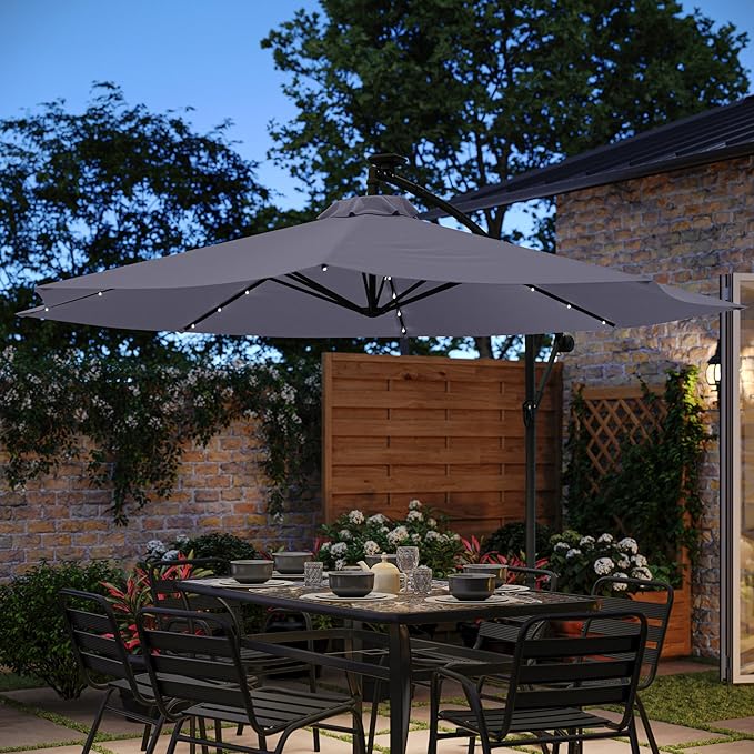 Flash Furniture Sedona Round Solar Cantilever Umbrella, Commercial Grade - Image 4