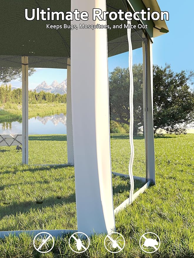 Garvee Pop Up Gazebo Screen Tent, Hexagonal Instant Gazebo Tent - Image 6