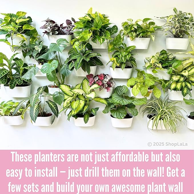LaLaGreen Rail Planter Outdoor White Metal Iron Hanging Flower Pots Deck - Image 6