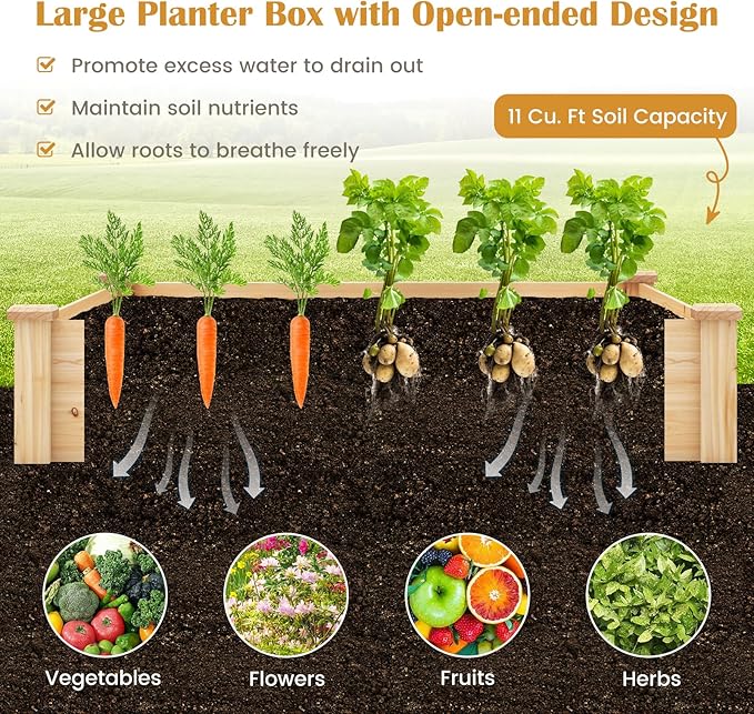 Giantex Raised Garden Bed, Elevated Square Planting Bed - Image 5