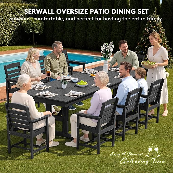 SERWALL Outdoor Dining Chairs Set of 4, All-Weather HDPE Patio Chair - Image 5