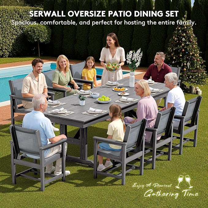 SERWALL 9 Piece Outdoor Dining Set - Image 8