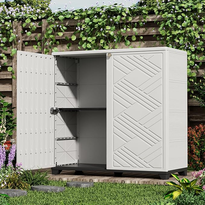 ADDOK Indoor Outdoor Plastic Storage Cabinet 34"x15"x34" - Image 3