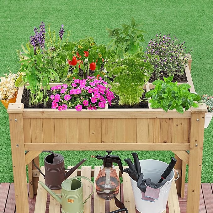 Yaheetech 36'' Hx25'' Wx37'' L Raised Garden Bed 8 Pocket Herbs Garden Planter - Image 8