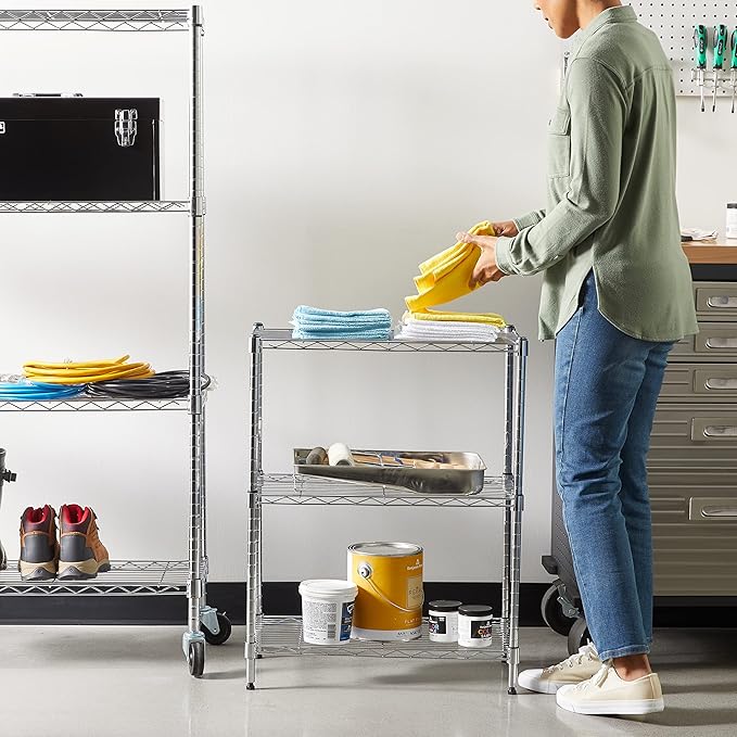 Amazon Basics 3-Shelf Adjustable Heavy Duty Steel Wire Shelving Rack - Image 8