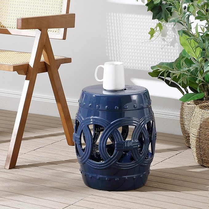 JONATHAN Y TBL1022B Lucky Coins 16" Chinese Ceramic Drum Indoor/Outdoor Garden - Image 7