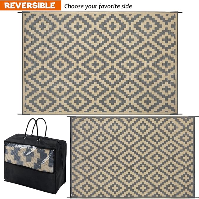 SAND MINE 6 x 9 Ft Reversible Mats, Plastic Straw Rug, Modern Area Rug - Image 3
