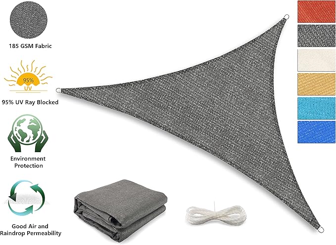 Tronssien Triangle 16'x16'x23' Sun Shade Sail, 95% UV Blockage Canopy Awning - Image 3