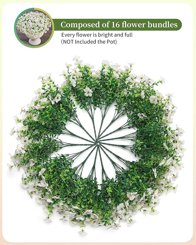 Faux Flowers for Outdoor Planters 16 Bundles UV Resistant Fake Artificial - Image 3