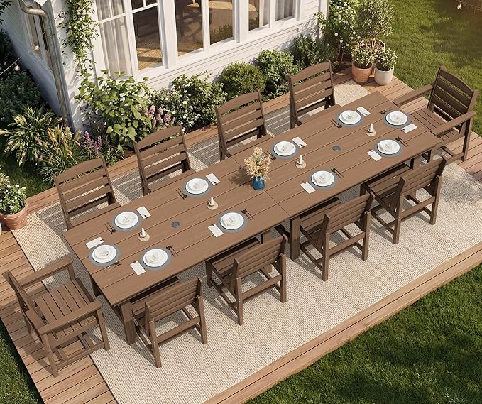 SERWALL Patio Dining Sets for 6 Person, HDPE Dining Set - Image 5