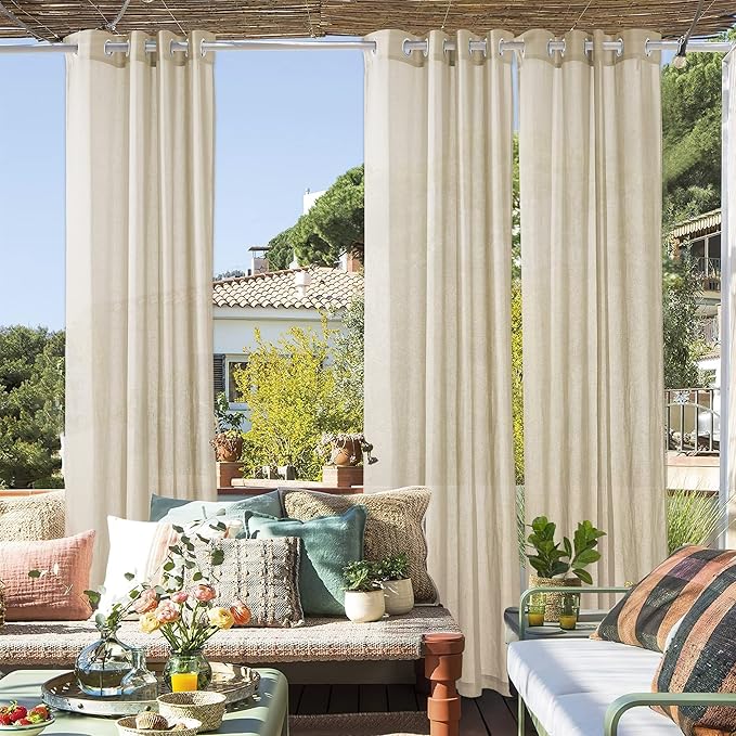 RYB HOME Outdoor Indoor Farmhouse Linen Sheer Curtains by RYBHOME