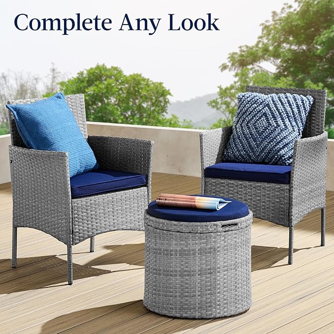 Best Choice Products Round Wicker Ottoman, Additional Seating, Side Table - Image 8