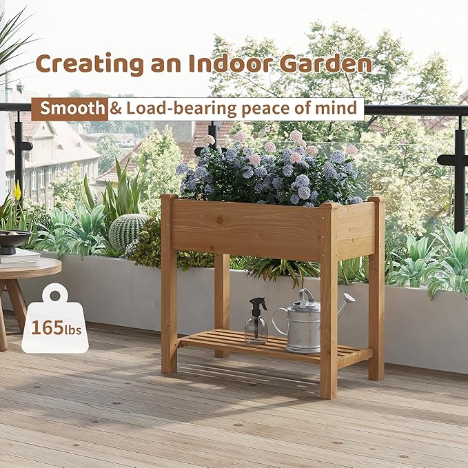 FILWH Raised Garden Bed with Legs Elevated Wooden Planter Box Stand Large - Image 3