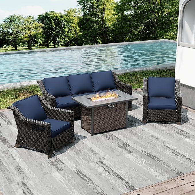 Joyside Wicker Patio Furniture Sets, 4 Pieces Upgraded Large Size Outdoor - Image 6