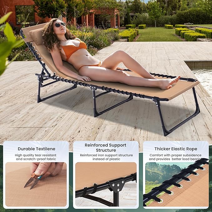 Folding Chaise Lounge Chair 2 Pack - 400lb Capacity - Image 6