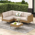 Jing's Villa 5-Piece Outdoor Patio Furniture Set, Ratten Conversation Sectional by JingsVillaOutdoorFurniture