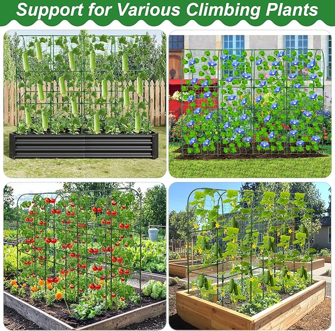 67 x 50 Cucumber Trellis for Raised Bed, U-Shape Metal Large Garden Trellis for - Image 5