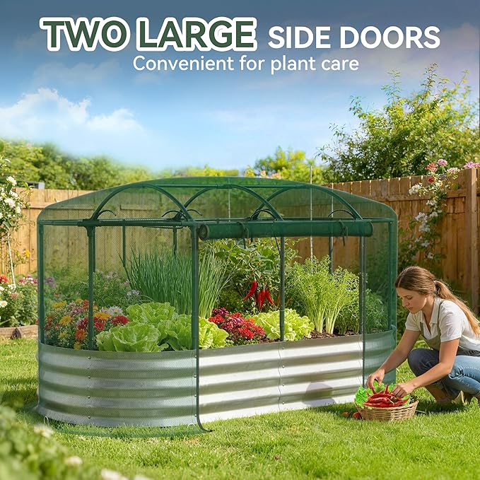 Raised Garden Bed with Self-Watering System, Oval Galvanized Raised Beds - Image 5