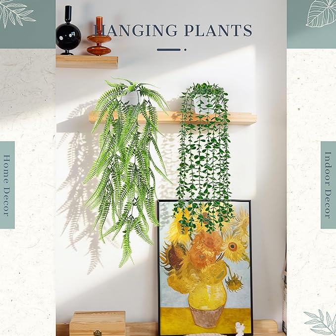 Der Rose 4Pcs Fake Plants Hanging Artificial Ivy Vine Faux Eucalyptus Hanging - Image 6